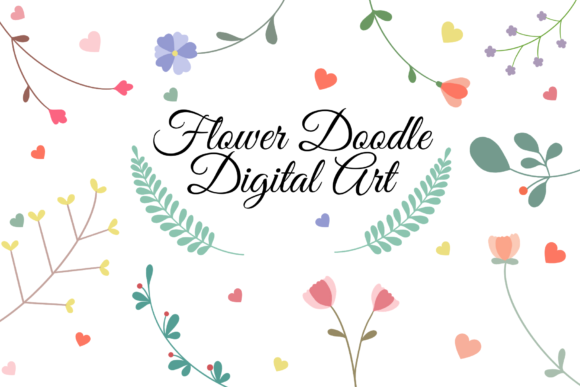Colorful Hand-Drawn Floral Clipart