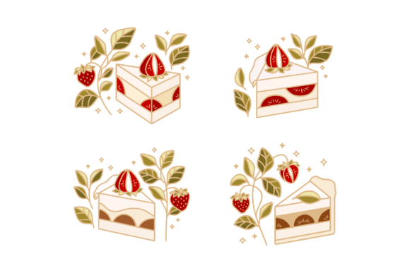 Cute Strawberry Chocolate Cake Set
