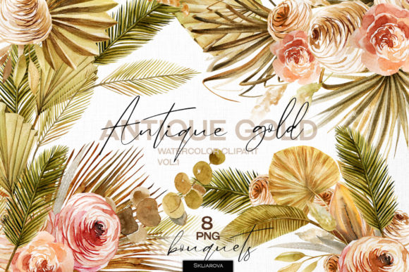 Discover the Elegance of Antique Gold. Bouquets Set Vol.1