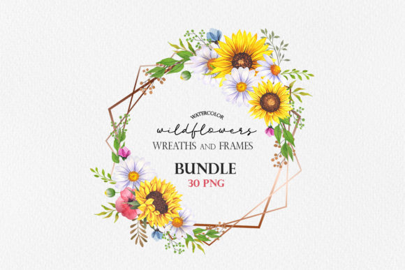 Enhance Your Creative Projects with Watercolor Wildflower and Sunflower Frames