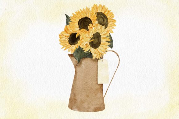 Enhance Your Designs with Watercolor Sunflower Bouquet Teapot