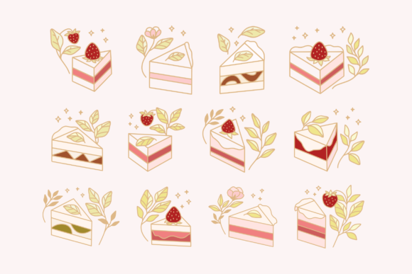 Enhancing Creativity with Strawberry Cakes, Leaf, and Florals: A Versatile Design Solution