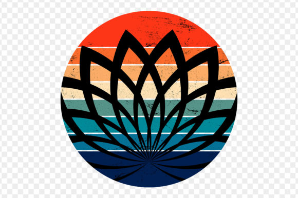 Lotus Silhouette in Retro Sunset Vibes