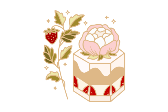 Strawberry Cake, Caramel, and Peony Flower: A Sweet and Elegant Fusion