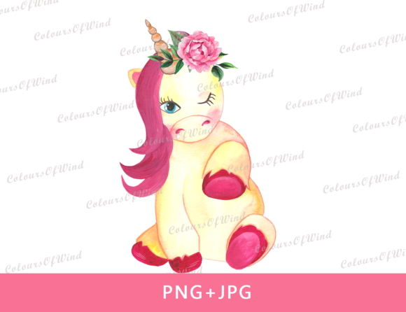 Watercolor Baby Unicorn Sublimation PNG