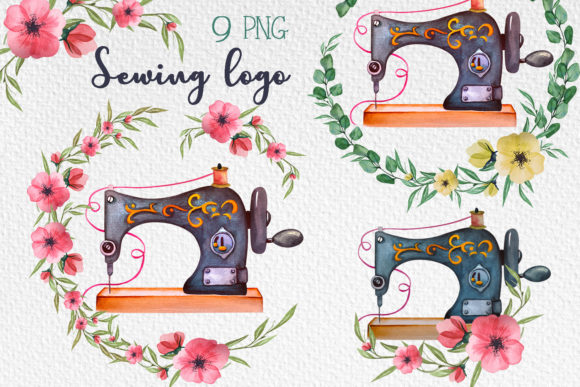 Watercolor Vintage Sewing Machine Logo